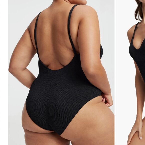 Good American Always Fits Textured One-Piece Swimsuit Black Size 5/6 2XL-3XL - Picture 7 of 9